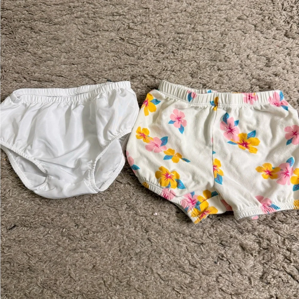 Carter’s Floral and White Kids Bloomers Diaper Covers Set - 9 months